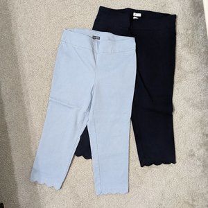 2 pairs Women's Van Heusen size 12 scalloped hem casual stretch capri pants